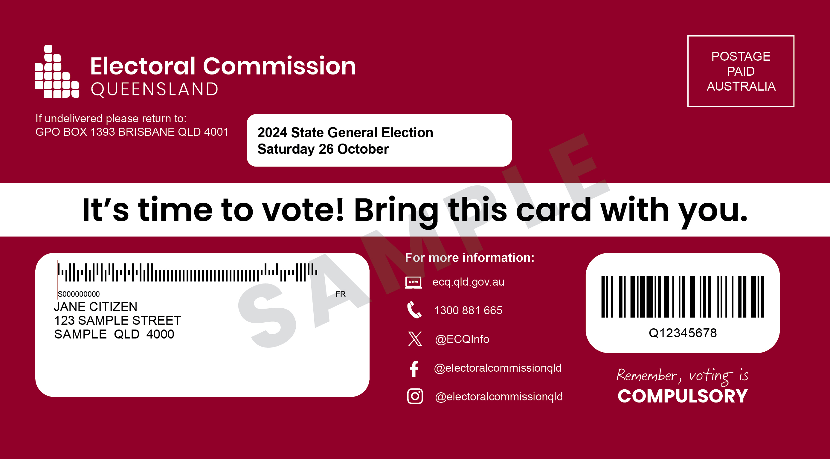 Voter information card | Electoral Commission of Queensland